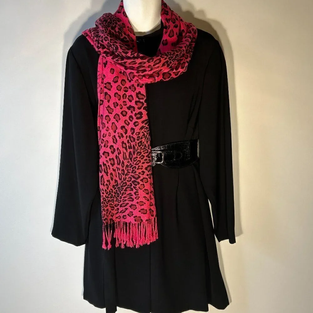 Pashmina Black & Pinks Animal Print oversized scarf/wrap Chic Milan Style Modern